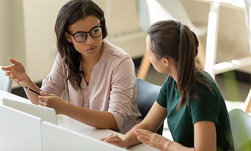 A student meeting with an Admission Counselor